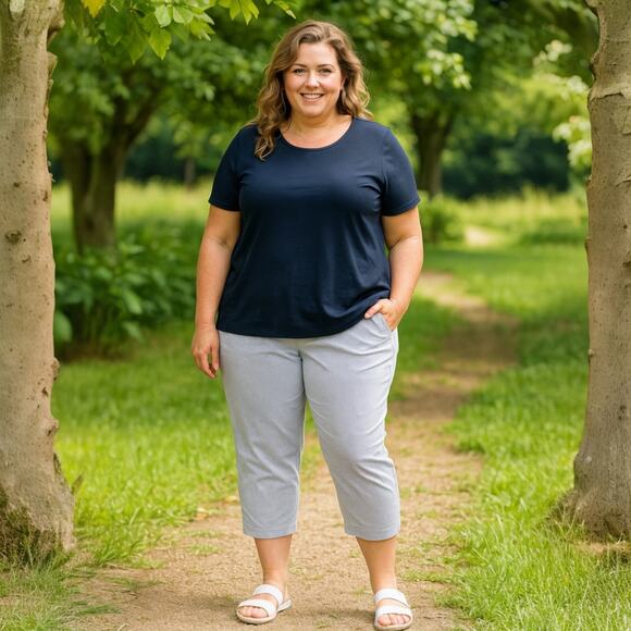 NWT Chico's Capri Size 3.5 (18) Josie Perfect Stretch Grandview Stripe Pull-On - Picture 1 of 9